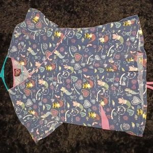 Scrub top with mermaid cats